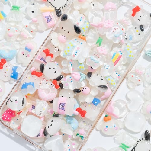 Decoden Charms 100 Stück Kawaii-Anhänger aus Kunstharz mit flacher Rückseite, Cabochon für DIY-Projekte, Schleim-Charm, Harz-Kunst, Scrapbooking, Handyhülle und Zubehör (weiß) von Decoden