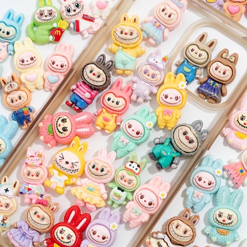 Decoden Harz-Charms, 50 Stück, Schleim-Charms, Cabochon, Handwerk, flache Rückseite, Kunstharz-Zubehör für DIY, Scrapbooking, Dekoration und Handyhüllen-Dekoration (leuchtende Farben) von Decoden