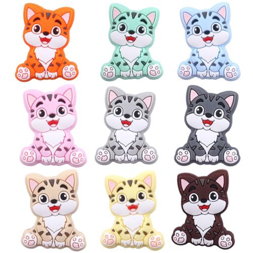 Decoendiy 10 Stück gemischte bunte Katzen-Fokal-Silikonperlen, niedliche Tier-Silikonperlen, Großpackung bedruckte Gummiperlen, verwendet für Stifte, Schlüsselanhänger, Armbänder, Halsketten, DIY Decoendiy 10 Stück gemischte bunte Katzen-Fokal-Silikonperlen, niedliche Tier-Silikonperlen, Großpackung bedruckte Gummiperlen, verwendet für Stifte, Schlüsselanhänger, Armbänder, Halsketten, DIY von Decoendiy