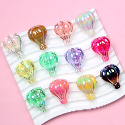 Decoendiy 20 große Acryl-Perlen, Heißluftballon-Perlen, bunte Regenbogen-Farbverlaufs-Perlen, lose Abstandshalter-Perlen, für Schmuckherstellung, Armbänder, Halsketten, Bastelbedarf (gemischt) von Decoendiy