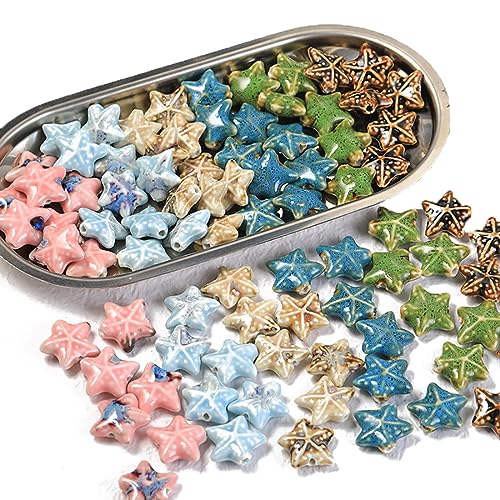Decoendiy 30 Stück Porzellan-Keramik-Seestern-Perlen, Ozean, Meer, Strand, bedruckte Perlen, Seestern-förmige Perlen, lose handgefertigte Abstandshalter-Perlen, für DIY-Armbänder, Halsketten Decoendiy 30 Stück Porzellan-Keramik-Seestern-Perlen, Ozean, Meer, Strand, bedruckte Perlen, Seestern-förmige Perlen, lose handgefertigte Abstandshalter-Perlen, für DIY-Armbänder, Halsketten von Decoendiy
