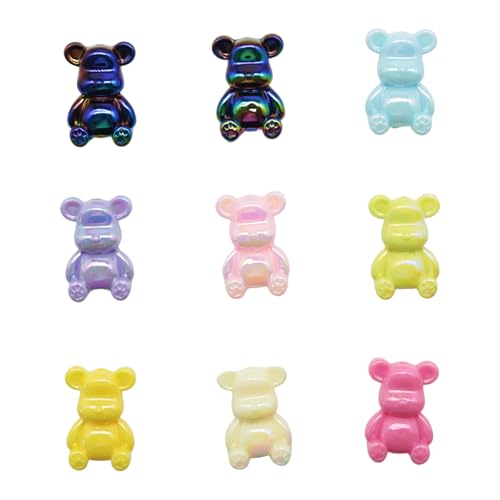 Decoendiy 3D-Bär-Fokal-Perlen für Stifte, undurchsichtiges Acryl, leuchtet im Dunkeln, lose Tiere, UV-beschichtete Perlen für Perlenstifte, Schlüsselanhänger, Schmuck, DIY, 25 Stück von Decoendiy