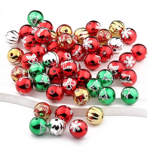 Decoendiy 50 Stück Acryl-Weihnachtsperlen 16 mm, Schneeflocke, Glocke, Kürbisperlen, Hirsch, Tier, bedruckte Perlen, lose polierte Abstandshalter, für Weihnachten, DIY-Armbänder, Bastelbedarf Decoendiy 50 Stück Acryl-Weihnachtsperlen 16 mm, Schneeflocke, Glocke, Kürbisperlen, Hirsch, Tier, bedruckte Perlen, lose polierte Abstandshalter, für Weihnachten, DIY-Armbänder, Bastelbedarf von Decoendiy