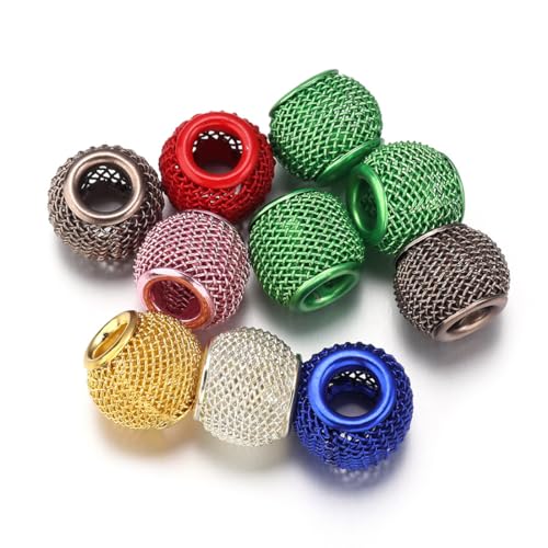 Decoendiy 60 Stück Metallperlen aus Drahtgeflecht, gemischte silberfarbene Abstandshalter, 10 x 12 mm, bunt beschichtete Hohlperlen, runde Kugel-Abstandshalter für Erwachsene, handgefertigtes Decoendiy 60 Stück Metallperlen aus Drahtgeflecht, gemischte silberfarbene Abstandshalter, 10 x 12 mm, bunt beschichtete Hohlperlen, runde Kugel-Abstandshalter für Erwachsene, handgefertigtes von Decoendiy