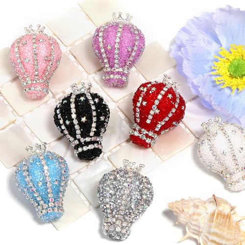 Decoendiy Acryl-Fokal-Perlen für Stifte, Heißluftballon-Form mit glitzernden Diamanten, Strasssteinen, Kronenmischung, lose Abstandshalter, Perlen für DIY-Stifte, Schlüsselanhänger, Schmuckherstellung von Decoendiy