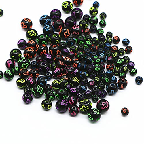 Decoendiy Acryl-Kreuzperlen, schwarz, rund, bunt, Kreuz-Abstandshalter, große Löcher, Perlen für Schmuckherstellung, Armbänder, Halsketten, Handwerk, 6 mm, 200 Stück Decoendiy Acryl-Kreuzperlen, schwarz, rund, bunt, Kreuz-Abstandshalter, große Löcher, Perlen für Schmuckherstellung, Armbänder, Halsketten, Handwerk, 6 mm, 200 Stück von Decoendiy