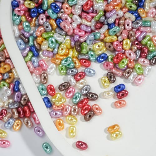 Decoendiy Reisperlen, 3 x 6 mm, zufällige undurchsichtige, winzige Perlen für Freundschaftsarmbänder, mehrfarbig, facettierte Perlen, ovale Erdnuss-Reis-Perlen für DIY-Halsketten, Bastelbedarf, 2000 von Decoendiy