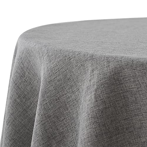 Decomira Tischdecke wasserabweisend Leinen-Optik - Fleckschutz, abwaschbar - Garten-Tischdecke Outdoor, Tischtuch Esstisch - Dunkelgrau - 200 cm Rund von Decomira