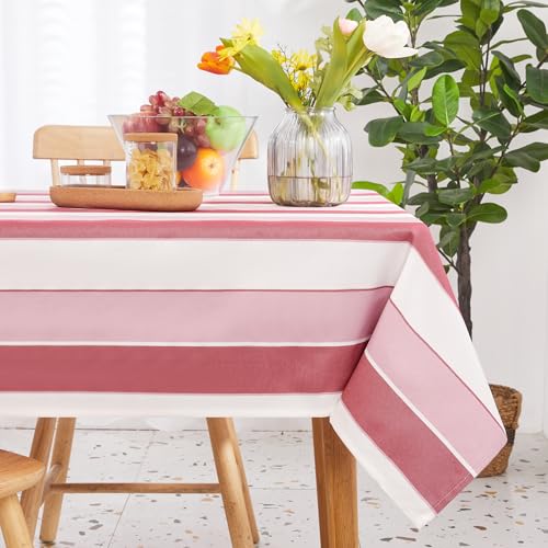 Deconovo Abwaschbar Tischdecken Wasserabweisende Lotuseffekt Tischwäsche pflegeleicht Tischtuch Tischschutz Elegante Tischdecke für Küche, 130x280 cm, Rosa, 1 Stück von Deconovo