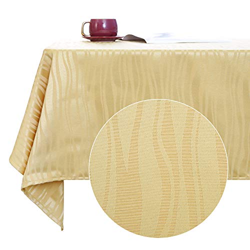 Deconovo Dekorative Jacquard-Tischdecke mit lebendigen Wellenmustern, knitter- und wasserabweisend, auslaufsicher, rechteckige Tischdecken für Hochzeitsdekoration, 152,4 x 259,1 cm, Gold von Deconovo