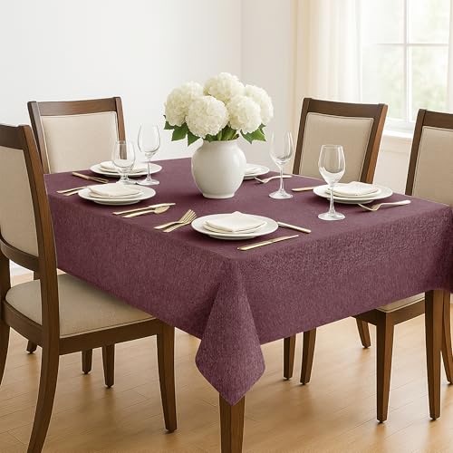 Deconovo Tischdecke Abwaschbar Esszimmer Tischwäsche Wasserabweisende Küchentischdecke Lotuseffekt Tischtuch für Esstisch Küche Tischschutz pflegeleicht maschinenwaschbar, 140x240 cm, Fuchsie, 1 Stück von Deconovo