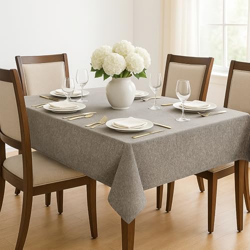 Deconovo Tischdecke Abwaschbar Esszimmer Tischwäsche Wasserabweisende Küchentischdecke Lotuseffekt Tischtuch für Esstisch Küche Tischschutz pflegeleicht maschinenwaschbar, 140x240 cm, Grau, 1 Stück von Deconovo