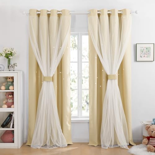 Deconovo Gardinen Wohnzimmer Verdunkelungsgardinen mit Voile Ösenvorhang Vorhang Blickdicht Vorhänge Kinderzimmer, 200x140 cm, Beige, 2er Set Deconovo Gardinen Wohnzimmer Verdunkelungsgardinen mit Voile Ösenvorhang Vorhang Blickdicht Vorhänge Kinderzimmer, 200x140 cm, Beige, 2er Set von Deconovo