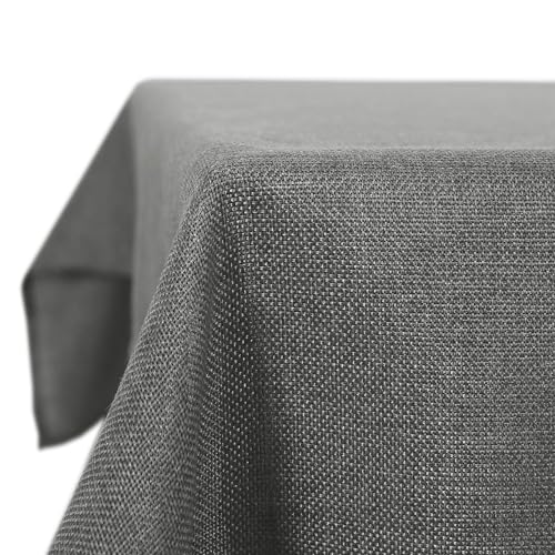 Deconovo Leinenoptik Tischdecke Wasserabweisend Tischwäsche Lotuseffekt Tischtuch 132x178 cm Grau von Deconovo