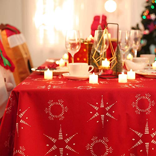 Deconovo Lotuseffekt Tischwäsche Weihnachten Wasserabweisend Tischdecke Tischtuch 130x160 cm Sterne von Deconovo