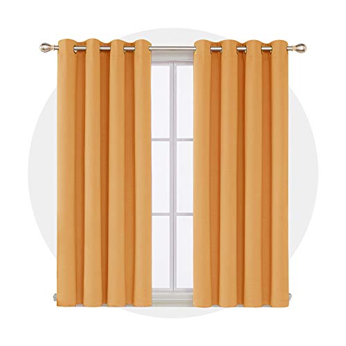 Deconovo Ösenverdunkelungsvorhänge, solide, wärmeisoliert, Raumverdunkelung, energiesparend, Fensterpaneel für Kinderzimmer, 132 x 137 cm, Orange Flamme von Deconovo