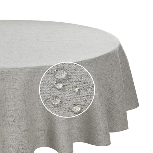 Deconovo Abwaschbare Tischdecke Leinenoptik Tischdecken Lotuseffekt Tischwäsche für Esszimmer Küche Wohnzimmer Garten pflegeleicht Tischtuch Wasserabweisende, Rund 140 cm, Leinen, 1 Stück Deconovo Abwaschbare Tischdecke Leinenoptik Tischdecken Lotuseffekt Tischwäsche für Esszimmer Küche Wohnzimmer Garten pflegeleicht Tischtuch Wasserabweisende, Rund 140 cm, Leinen, 1 Stück von Deconovo