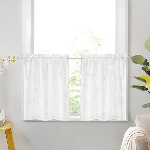 Deconovo Scheibengardinen Küche Voile Bistrogardine Vorhang Halbtransparent H 45 x B 60 cm Leinenoptik Stores Gardinen Kurz Vorhänge Balkontür Wohnwagen Kurzgardinen mit Stangedurchzug, Weiß, 2er Set Deconovo Scheibengardinen Küche Voile Bistrogardine Vorhang Halbtransparent H 45 x B 60 cm Leinenoptik Stores Gardinen Kurz Vorhänge Balkontür Wohnwagen Kurzgardinen mit Stangedurchzug, Weiß, 2er Set von Deconovo