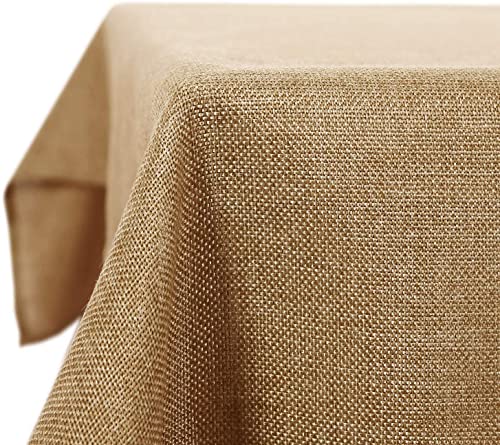 Deconovo Tischdecke Abwarschbar Leinenoptik Tischdecken Wasserabweisend Lotuseffekt Tischtuch, 130x130 cm, Ockerbraun, 1 Stück von Deconovo