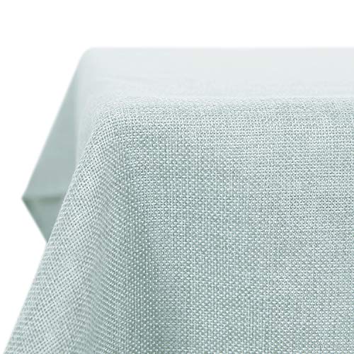 Deconovo Tischdecke Abwaschbar Leinenoptik Tischdecken Wasserabweisend Tischwäsche Lotuseffekt Tischtuch für Esszimmer Küche Wohnzimmer, 150x240 cm, Minzgrün, 1 Stück von Deconovo
