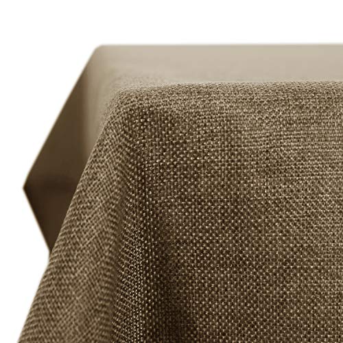 Deconovo Tischdecke Leinenoptik Lotuseffekt Tischwäsche Wasserabweisend Tischtuch, 150x150 cm, Taupe, 1 Stück von Deconovo