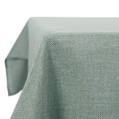 Deconovo Outdoor Tischdecke Abwaschbar Gartentischdecke Tischdecke Gartentisch Wetterfest Leinenoptik Lotuseffekt Tischwäsche Wasserabweisend Tischtuch für Esszimmer Küche 140x240 cm Dunkelgrün von Deconovo