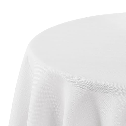Deconovo Tischdecke Leinenoptik Lotuseffekt Tischwäsche Wasserabweisend Tischtuch Abwaschbar, Rund, 140cm, Weiß, 1 Stück von Deconovo