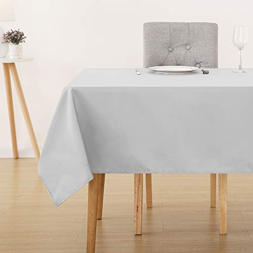 Deconovo Tischdecke Tischwäsche Lotuseffekt Tischtuch, 132x229 cm, Grau Weiß, 1 Stück von Deconovo