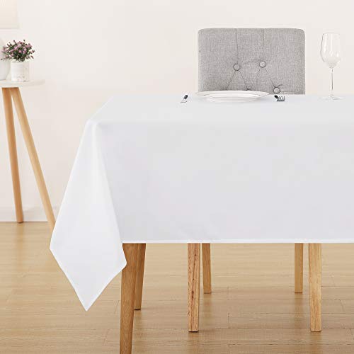 Deconovo Abwaschbare Tischdecke Tischwäsche Lotuseffekt Tischtuch Tischdeko, 137x274 cm, Weiß, 1 Stück von Deconovo