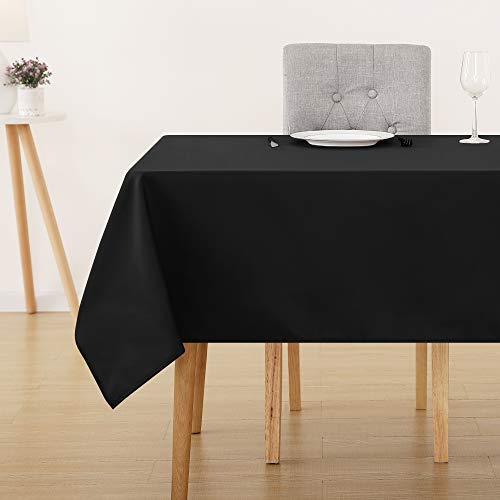 Deconovo Tischdecke Tischwäsche Lotuseffekt Tischtücher, 132x229 cm, Schwarz, 1 Stück von Deconovo