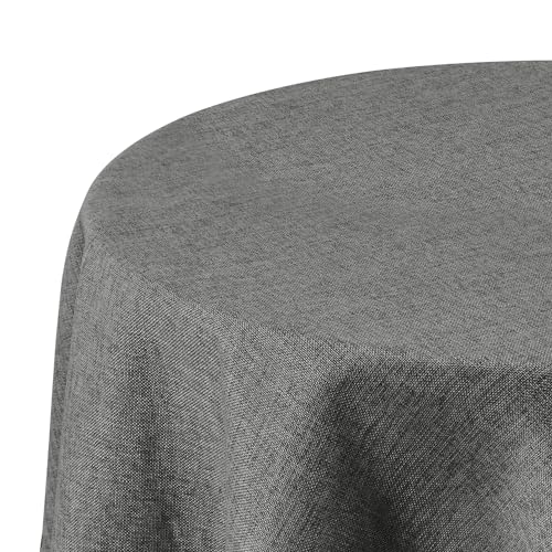 Deconovo Tischdecke Wasserabweisend Tischwäsche Abwaschbar Tischdecken Lotuseffekt Tischtücher Leinenoptik für Esszimmer Küche Wohnzimmer, Rund, 140cm, Grau, 1 Stück von Deconovo