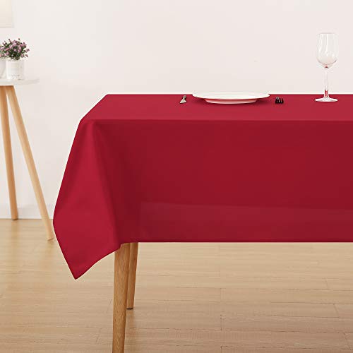 Deconovo Tischdecke Tischdecken Wasserabweisend Tischwäsche Lotuseffekt Tischtuch Tischdeko Tischwäsche, 130x160 cm, Rot, 1 Stück von Deconovo