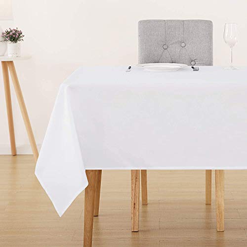 Deconovo Tischwäsche Weiss Tischtuch Tischdecke Wasserabweisend Tischwäsche Lotuseffekt Tischtücher, 130x280 cm, Weiß, 1 Stück von Deconovo