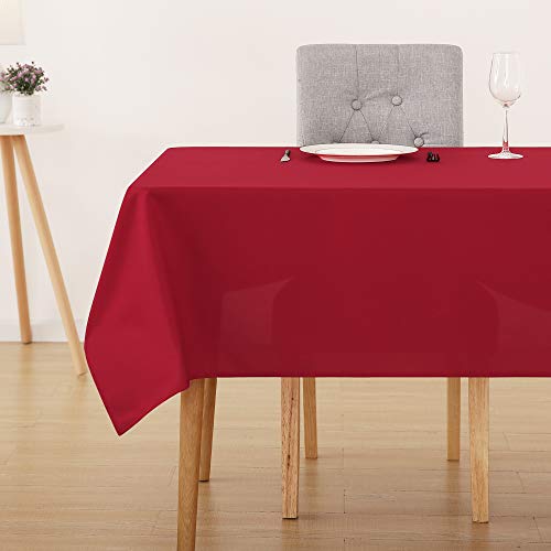 Deconovo Tischdecke Tischdecke Tischdecke Wasserabweisend Tischwäsche Lotuseffekt Tischtücher, 132x229 cm, Rot, 1 Stück von Deconovo