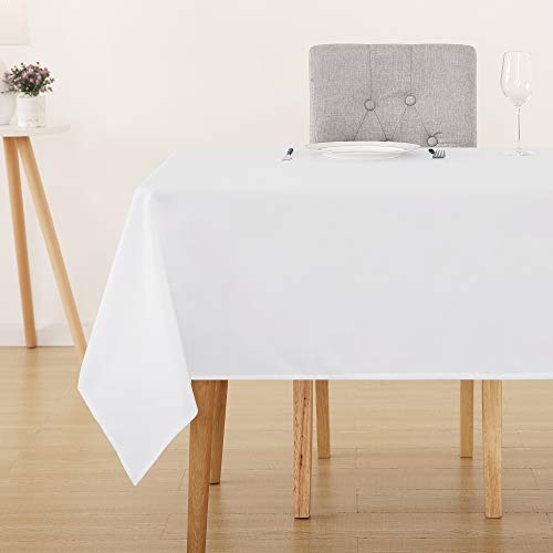 Deconovo Abwaschbare Tischdecke Tischdecken Wasserabweisend Tischwäsche Lotuseffekt Tischtücher Tischdecke, 132x229 cm, Weiß, 1 Stück von Deconovo