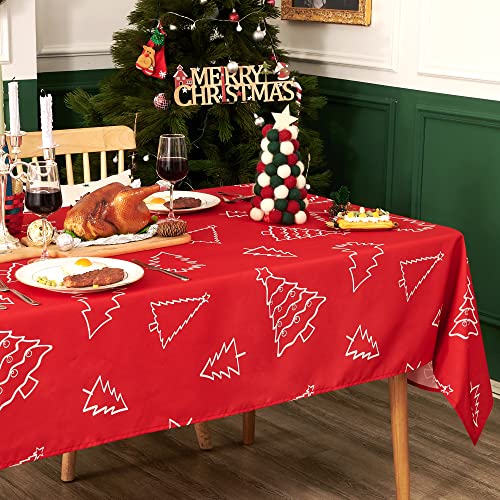 Deconovo Tischdecke Weihnachten Wasserabweisend Tischwäsche Lotuseffekt Tischtuch, 140x240 cm, Weihnachtsbaum, 1 Stück von Deconovo