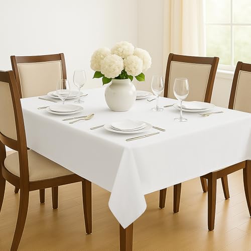 Deconovo Tischdecke Abwaschbar Lotuseffekt Tischwäsche Wasserabweisende Esszimmer Küchentischdecke Tischtuch für Esstisch Küche Garten Tischdecken Wohnzimmer Tischschutz, 140x240 cm, Creme, 1 Stück von Deconovo