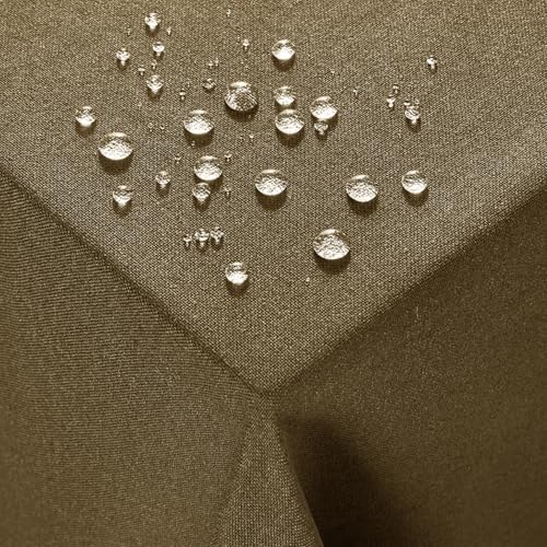 Deconovo Tischdecke Abwaschbar Tischdecken Wasserabweisende Tischwäsche Rechteckig für Esszimmer Küche Wohnzimmer Garten Lotuseffekt Tischtuch Leinenoptik pflegeleicht, 130x160 cm, Ockerbraun, 1 Stück von Deconovo