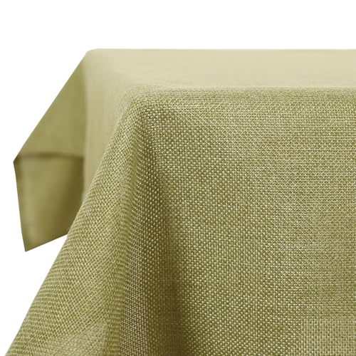 Deconovo Tischwäsche Tischdecken Wasserabweisend Tischdecke Lotuseffekt Tischtuch Leinenoptik, 130x220 cm, Gelbgrün, 1 Stück von Deconovo