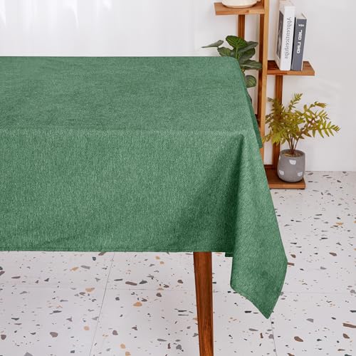 Deconovo Tischdecke Abwaschbar Tischwäsche Wasserabweisende Lotuseffekt Tischdecken Esszimmer Tischtuch für Esstisch Küche Garten Wohnzimmer Tischschutz pflegeleicht, 130x280 cm, Dunkelgrün, 1 Stück von Deconovo
