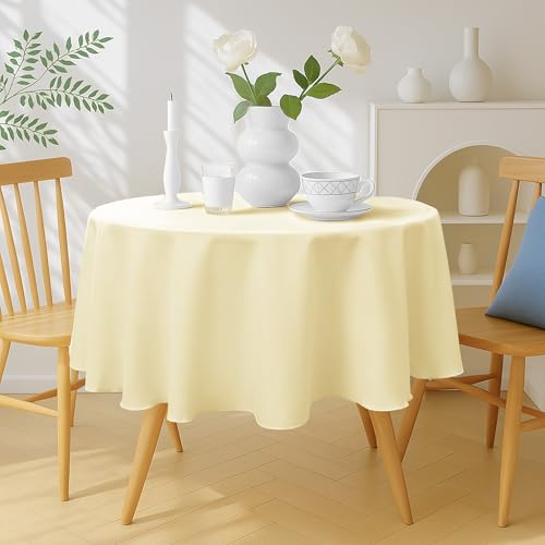 Deconovo Wasserabweisend Outdoor Tischdecke Wetterfest Wasserdicht Garten Tischtücher Gartentisch, Rund 140 cm, Beige, 1 Stück Deconovo Wasserabweisend Outdoor Tischdecke Wetterfest Wasserdicht Garten Tischtücher Gartentisch, Rund 140 cm, Beige, 1 Stück von Deconovo