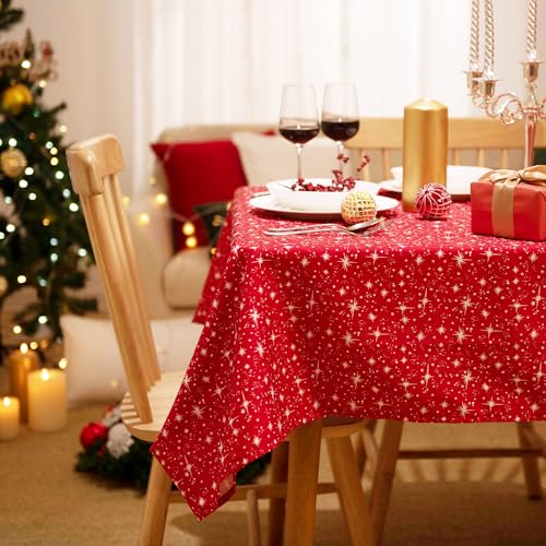 Deconovo Weihnachtstischdecke Tischdecke Wasserabweisend Lotuseffekt Weihnachten Tischtuch 132x178 cm Kosmische Sterne von Deconovo