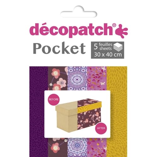 6 x Pocket No.5: 5 Blatt 30 x 40 cm, Motiv 652, 639, 630, 505, 654 von Decopatch
