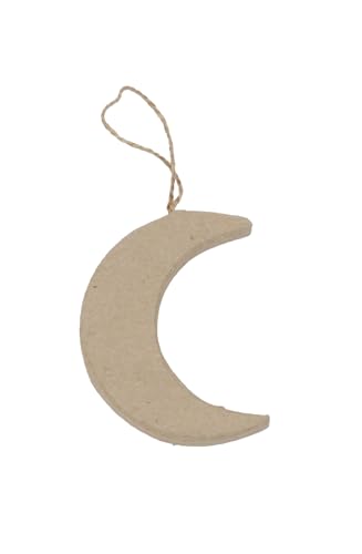 Décopatch NO057Cpack - Packung 5 Träger zum Verzieren, aus Pappmaché, Mond, 15x5x7,5 cm flach, zum Aufhängen, Kraftbraun, 1 Pack von décopatch