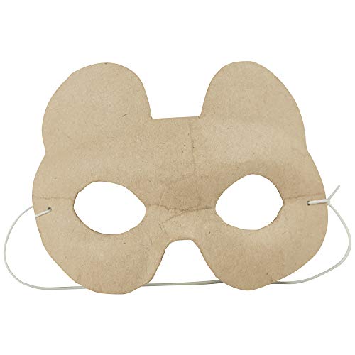 Décopatch AC461O Maske Karneval Bär für Kinder aus Pappmaché, 4 x 14 x 11 cm, zum Verzieren, kartonbraun von Decopatch