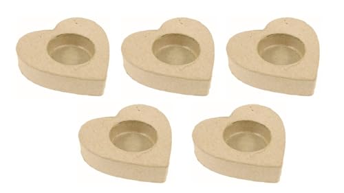 Décopatch AC688Opack - Packung 5 Kerzenhalter aus Pappmaché, herzförmig , 8,5x8,5x2 cm, Kartonbraun, 1 Pack Décopatch AC688Opack - Packung 5 Kerzenhalter aus Pappmaché, herzförmig , 8,5x8,5x2 cm, Kartonbraun, 1 Pack von décopatch