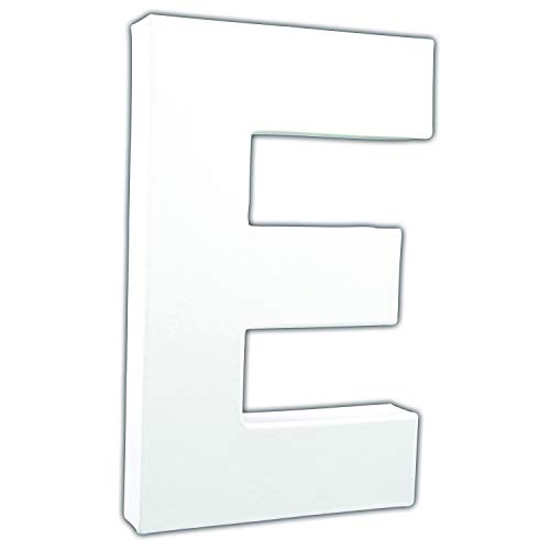 Décopatch AC704C Buchstabe "E" aus Pappmaché, 3 x 13,5 x 20,5 cm, zum Verzieren, perfekt für Ihre Wohndeko, weiß von décopatch
