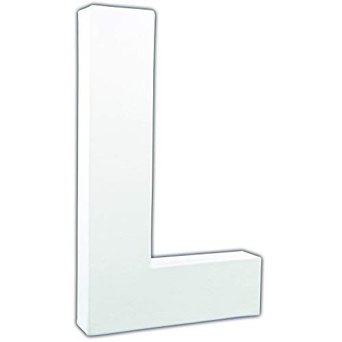 Décopatch AC711C Buchstabe "L" aus Pappmaché, 3 x 12 x 20,5 cm, zum Verzieren, perfekt für Ihre Wohndeko, weiß von Décopatch