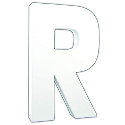 Décopatch AC717C Buchstabe "R" aus Pappmaché, 3 x 13 x 20,5 cm, zum Verzieren, perfekt für Ihre Wohndeko, weiß von Décopatch
