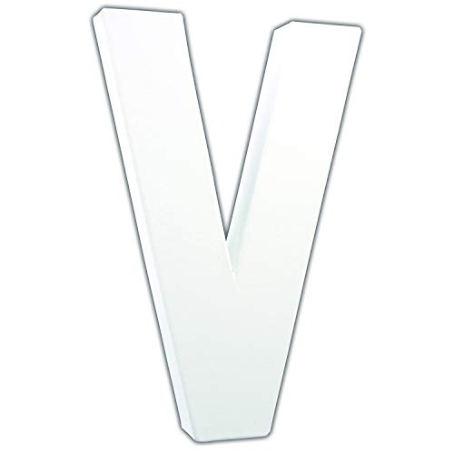 Décopatch AC721C Buchstabe "V" aus Pappmaché, 3 x 13,5 x 20,5 cm, zum Verzieren, perfekt für Ihre Wohndeko, weiß von Decopatch